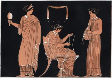 Odyssey by Homer: Penelope and Her Servants - engraving from 