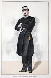 Officer of Peace, Small Second Empire Dress. Eau forte en couleurs, for illustration History of the corps des gardiens de la paix book published under the auspices of Louis Lepine, by Alfred Rey and Louis.