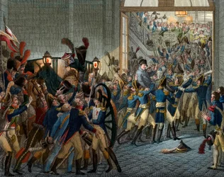 One hundred days: Napoleon Bonaparte returned from his exile on the island of Elba - triumphant entry on 20 March 1815 at the Palais des Tuileries - Engraving 19th century