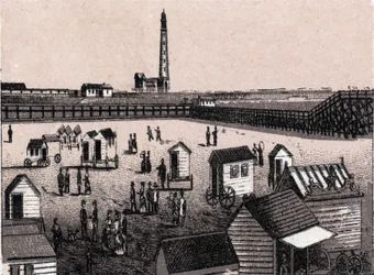 Ostend, Belgium: view of the east baths and harbor