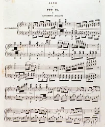 Page of musical score Popular hymn for Pius IX by Gioacchino Rossini