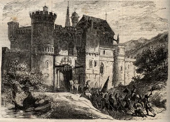 Pascal Paoli, liberator of Corsica enters Bastia - engraving in 