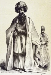 Persia (c19th). Mollach and emcee. Engraving. Private Collection