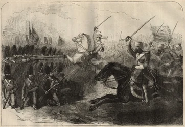 Persian Anglo War: The Charge of the 3rd British Indo Cavalry Commanded by Captain Forbes During the Battle of Koosh-Ab on February 8