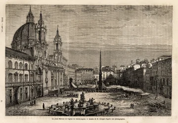 Piazza Navona, built on the ruins of the Stadium of Domitian of the 1st century, is the pride of Baroque Rome, with the fountain of the 4 rivers, built between 1648-1651, according to the design of Bernini (1598-1620) and the Church of St. Agnes, built bet