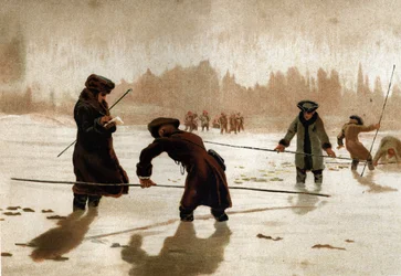 Pierre Louis Moreau de Maupertuis (1698 - 1759), French surveyor and mathematician, working to measure the terrestrial meridian in Lapland