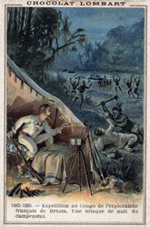 Pierre Savorgnan de Brazza, French explorer, on the banks of the Congo (1852-1905)
