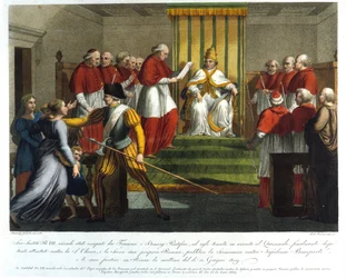 Pope Pius VII Excommunicating Napoleon Bonaparte on 10 June 1809 (Engraving, 19th Century)
