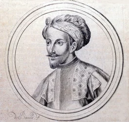 Portrait of Amedee V de Savoie dit Le Grand (1249 - 1324) (Amedeo VI di Savoia detto il Grande) in Genealogique Histoire de la royale maison de savoye by Samuel Guichenou, Lyon 1660