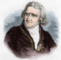 Portrait of Antoine Augustin Parmentier (1737-1813), French military pharmacist and agronomist. Engraving from 1866