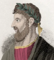 Portrait of Apollonios of Tyana, Greek philosopher. 19th century engraving.