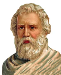 Portrait of Archimedes of Syracuse - Greek mathematician, physicist, engineer, inventor - Archimedes of Syracuse - chromolithography