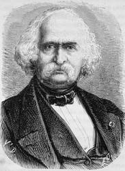 Portrait of Auguste Perdonnet, civil engineer. Engraving in 