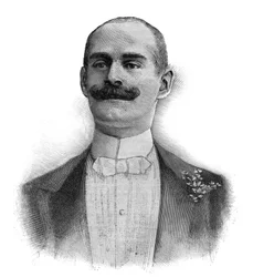 Portrait of Camille Perier (Kam-Hil) (1856-1935), English Cabaret Performer and Singer (engraving 1882)