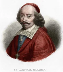 Portrait of Cardinal Jules Mazarin (Giulio Raimondo Mazzarino or Mazarino) (1602-1661) (engraving of 1854)