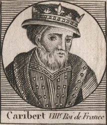 Portrait of Caribert, King of the Franks (561-567) - Caribert or Charibert (d.567) King of the Franks - engraving from Instruction sur l