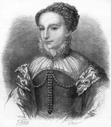 Portrait of Catherine de Medicis (Caterina de Medici) (1519-1589) wife of Henry II King of France. 19th century engraving