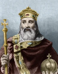 Portrait of Charlemagne (742 - 814), King of France - in Histoire des Français by Lavallée, engraving, sd.