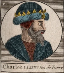 Portrait of Charles III the Simple (879-929) king of the Francs - engraving from 