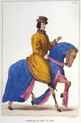 Portrait of Charles IV the Bel, King of France and Navarre engraving 1830