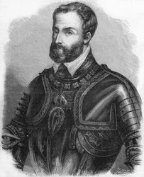 Portrait of Charles V, Emperor of the Holy Roman Empire. Engraving of the 19th century