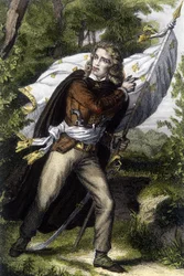 Portrait of Chef Chouan Jacques Cathelineau (1759-1793) Carrying the Banner with Flowers of Lilies