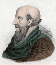 Portrait of Chrysippus of Soli, Stoicist philosopher (engraving)