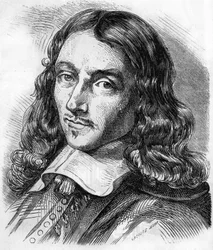Portrait of Claude Perrault, French architect, physician and physicist. Engraving from 1866