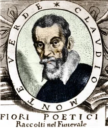 Portrait of Claudio Monteverdi after the frontispiece of Fiori poetici raccolti nel funerale del molto illustrious e molto reverendo Signor Claudio Monteverdi, published in Venice in 1644.