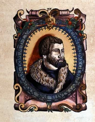 Portrait of the Zurich doctor Conrad Gessner (1516-1565), after the Historia Animalium by Conrad Gessner, Tiguri 1560. Biblioteca Nazionale Braidense, Milan.
