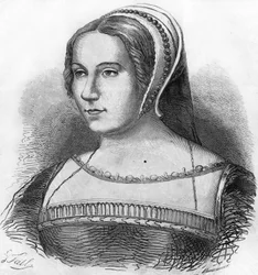 Portrait of Diane de Poitiers (1499-1566), favorite of Henry II. Engraving of the 19th century