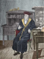 Portrait of Georg Wilhelm Friedrich Hegel in his office, German philosopher