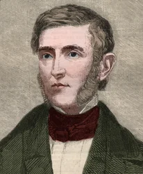 Portrait of George Bancroft, American historian and politician. Engraving in 