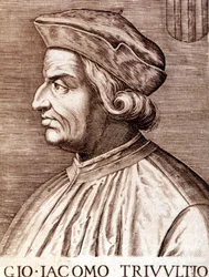 Portrait of Giangiacomo Trivulzio (Marshal Trivulce) Marquis de Vigevano in French Trivulce. Marshal of France (1448 to 1518). Engraving of the 17th century
