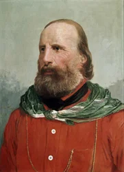 Portrait of Giuseppe Garibaldi in a red shirt