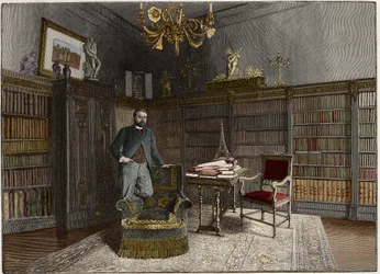 Portrait of Gustave Eiffel (1832-1923), French engineer in 1892 in his office.