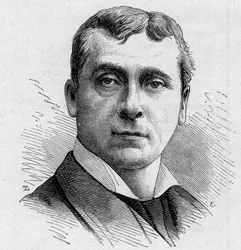 Portrait of Gustave Worms, French comedian, member of the Comedie Francaise from 1858 to 1900. Engraving in Le Monde Illustré n°1168 of 16 August 1879