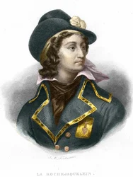 Portrait of Henri du Vergier, Count of La Rochejaquelein (1772-1794), General Vendeen engraving of 1854
