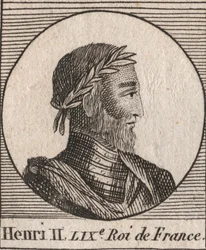 Portrait of Henry II (1519-1559) King of France - engraving from “Instruction sur l