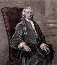 Portrait of Isaac Newton Seated in an Armchair - Engraving