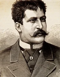 Portrait of Italian lyrical singer Mattia Battistini. Engraving of the 19th century