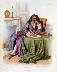 Portrait of Jean-Baptiste Poquelin dit Molière, French Playwright and Actor (1622-1673) - in Le Plutarque Français, Ed. Mennechet