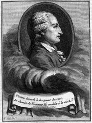 Portrait of Jean Francois Pilatre de Rozier (1757-1785), French physicist and aeronaut (first balloon traveler). (From an engraving of the time). Engraving in 