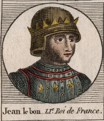 Portrait of John II the Good (1319-1364), King of France - engraving from 
