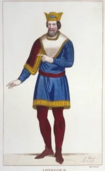 Portrait of Lothair II (825-869) King of Lotharingia engraving of 1830