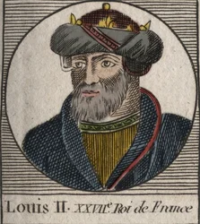 Portrait of Louis II the Stammerer (846-879), King of the Franks - Louis II The Stammerer 848 to 879 - engraving from 