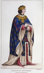Portrait of Louis I of Bourbon the Boiteux, Comte de Clermont, Duke of Bourbonnais, Comte de La Marche et de Castres (engraving of 1830)