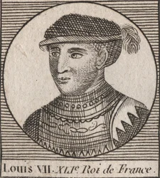 Portrait of Louis VII called the Younger (1120-1180), King of the Franks from 1137 to 1180 - engraving from “Instruction sur l