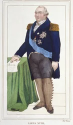 Portrait of Louis XVIII (1755 - 1824), King of France (engraving of 1830)