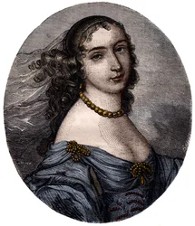 Portrait of Marguerite Hessein, Madame de la Sabliere (1636-1693) French Salonniere. Engraving of the 19th century.